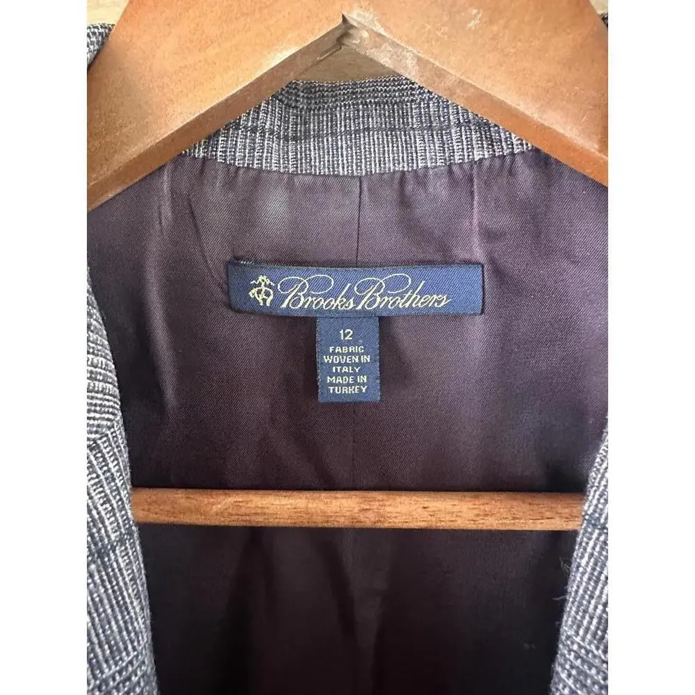 Brooks Brothers Wool & Cashmere Blend Purple Plaid Blazer Jacket Women’s size 12 - Picture 6 of 15